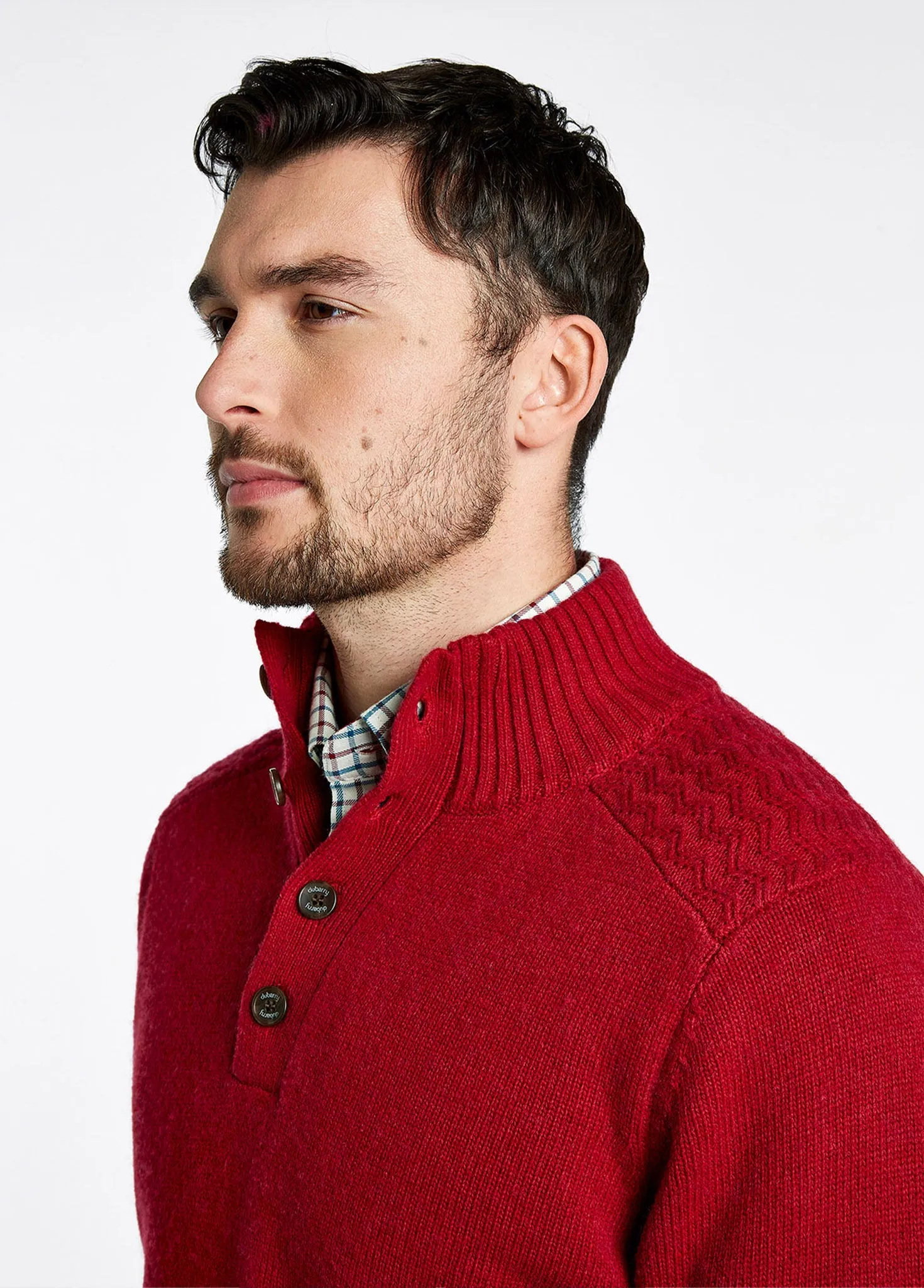 Parkplace Button Neck Sweater - Cardinal