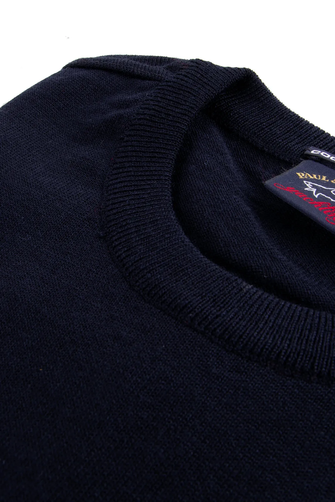 Paul & Shark Merino Wool Crew Neck Sweater Navy