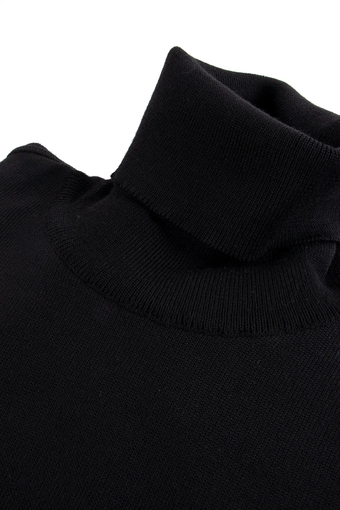 Paul & Shark Merino Wool Roll Neck Sweater Black