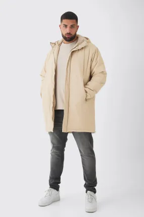 Plus Hooded Padded Parka Jacket In Sand