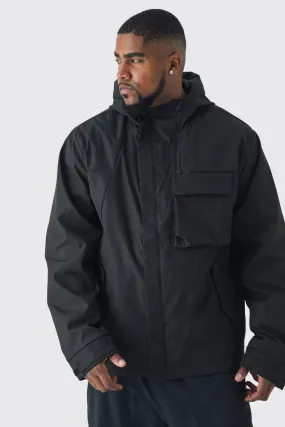 Plus Lightweight Hooded Parka Jacket In Black