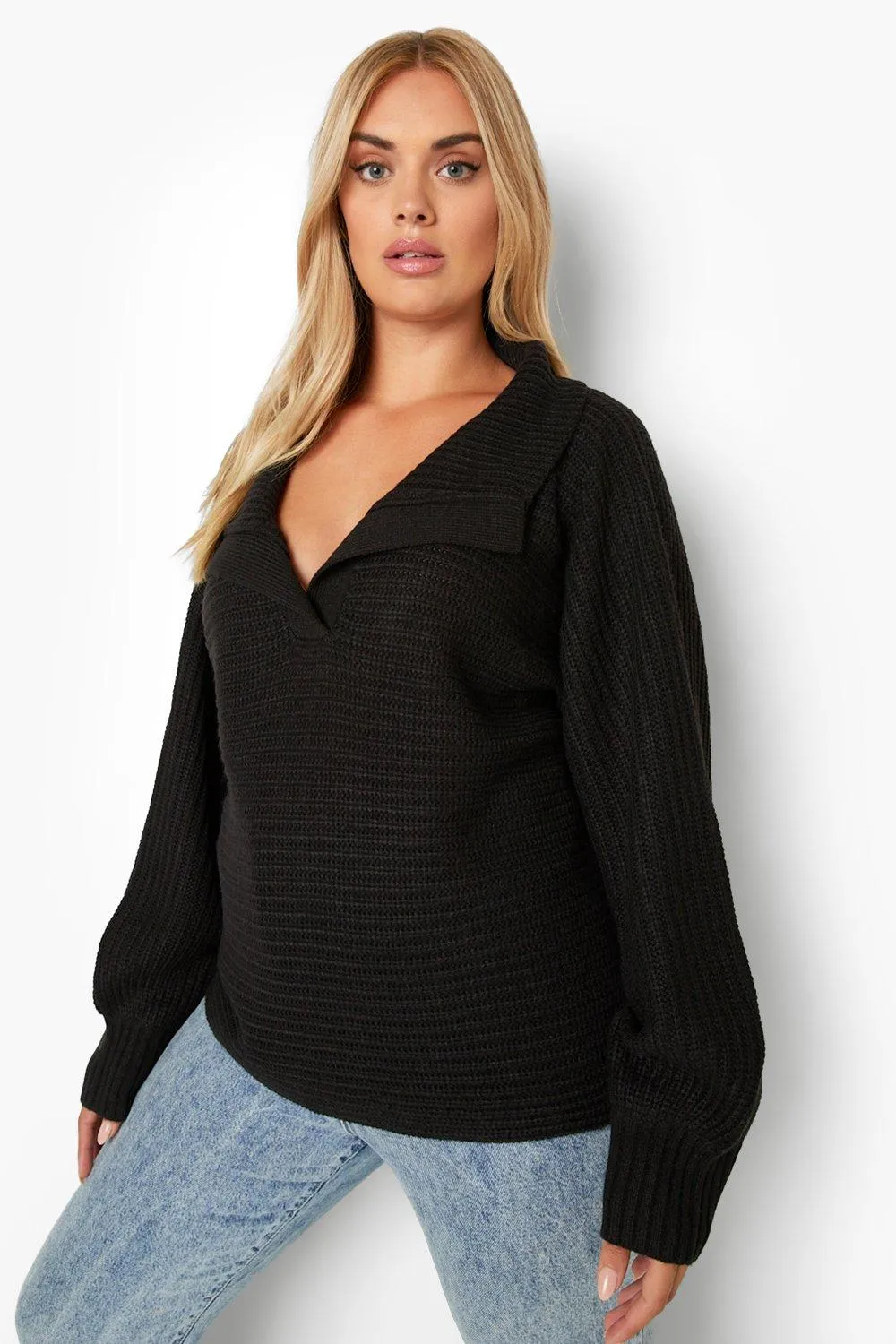 Plus Oversized Collar Sweater