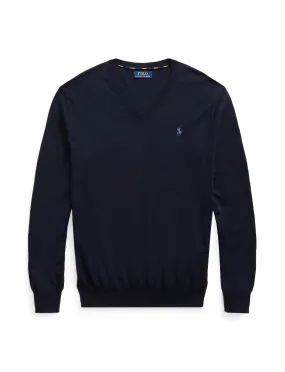 Polo Ralph Lauren Slim Fit Cotton V-Neck Sweater Navy