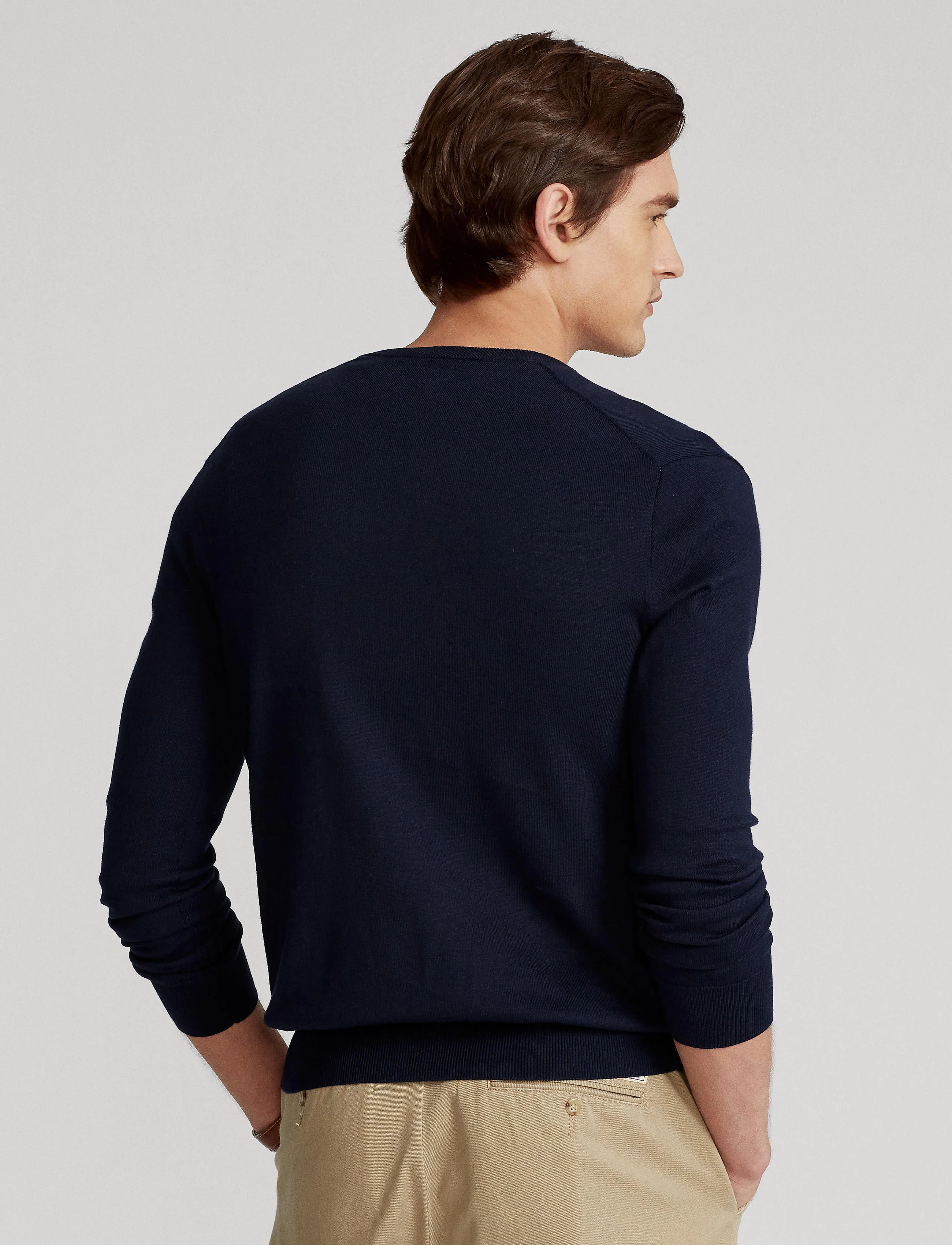 Polo Ralph Lauren Slim Fit Cotton V-Neck Sweater Navy