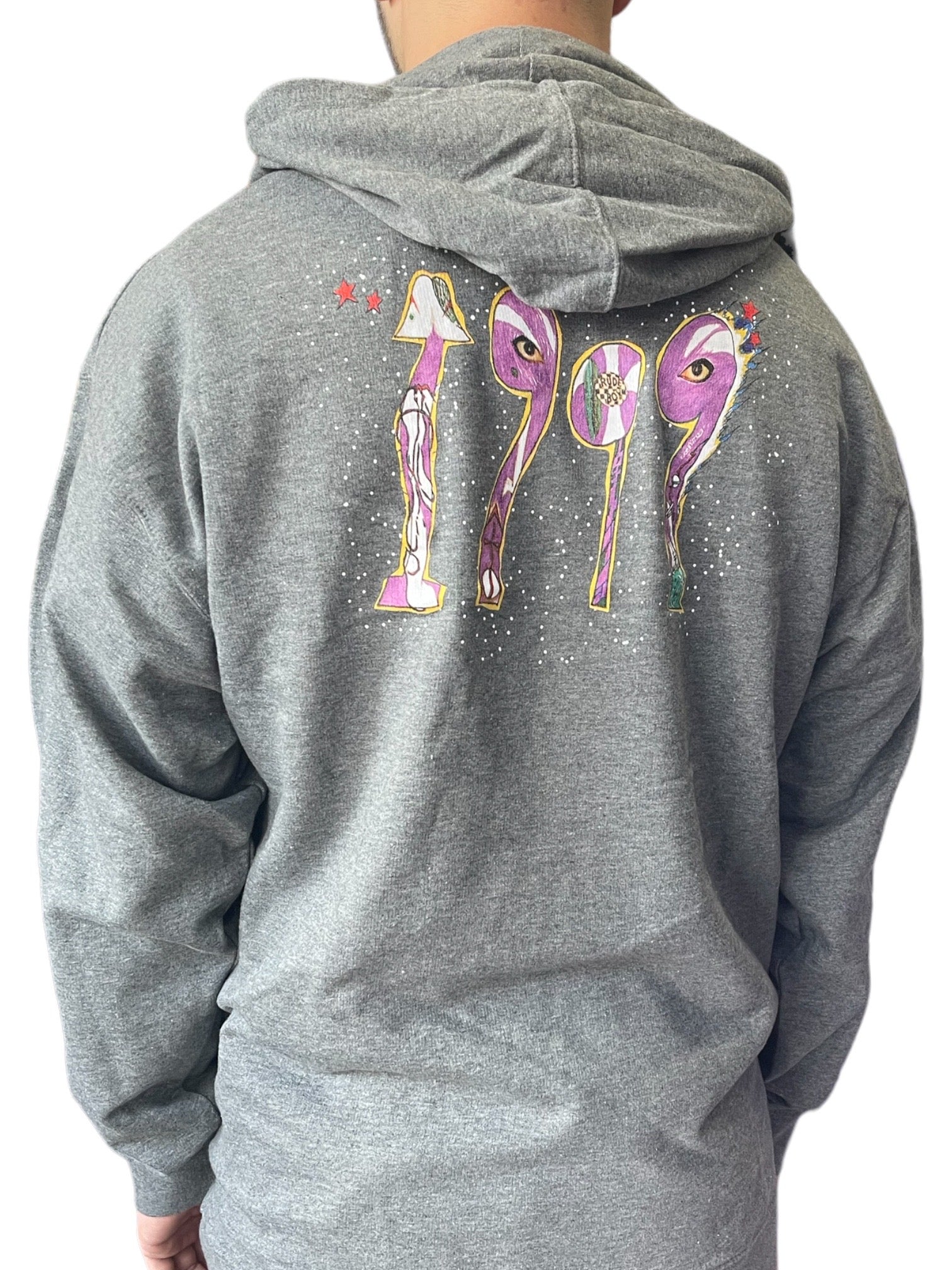 Prince –  1999 DARK GREY Official Unisex Hoodie Dark Grey Front & Back Printed NEW