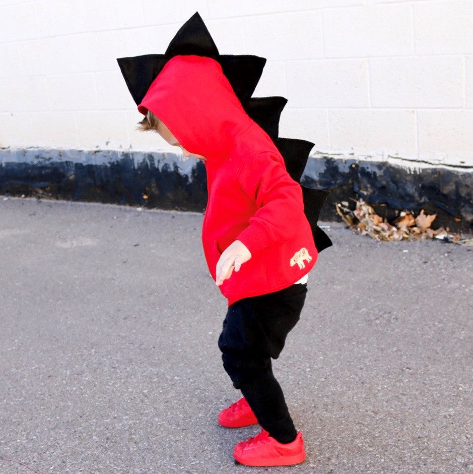 Red & Black Dino Hoodie - Fireball