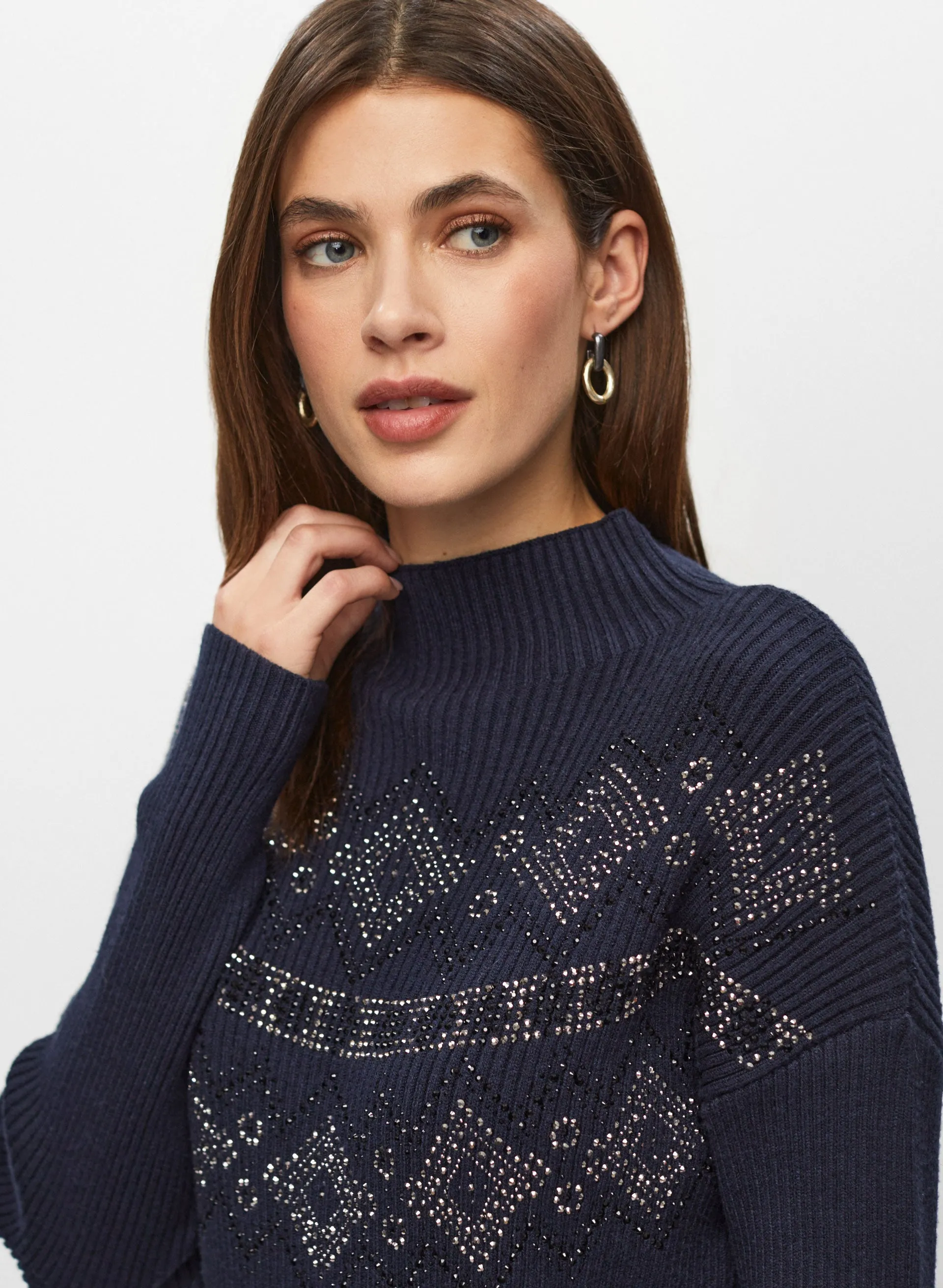 Rhinestone Detail Knit Sweater