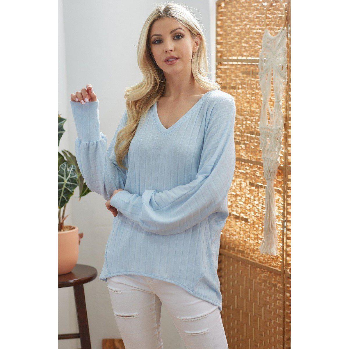 Ribbed V Neck Longsleeve Top