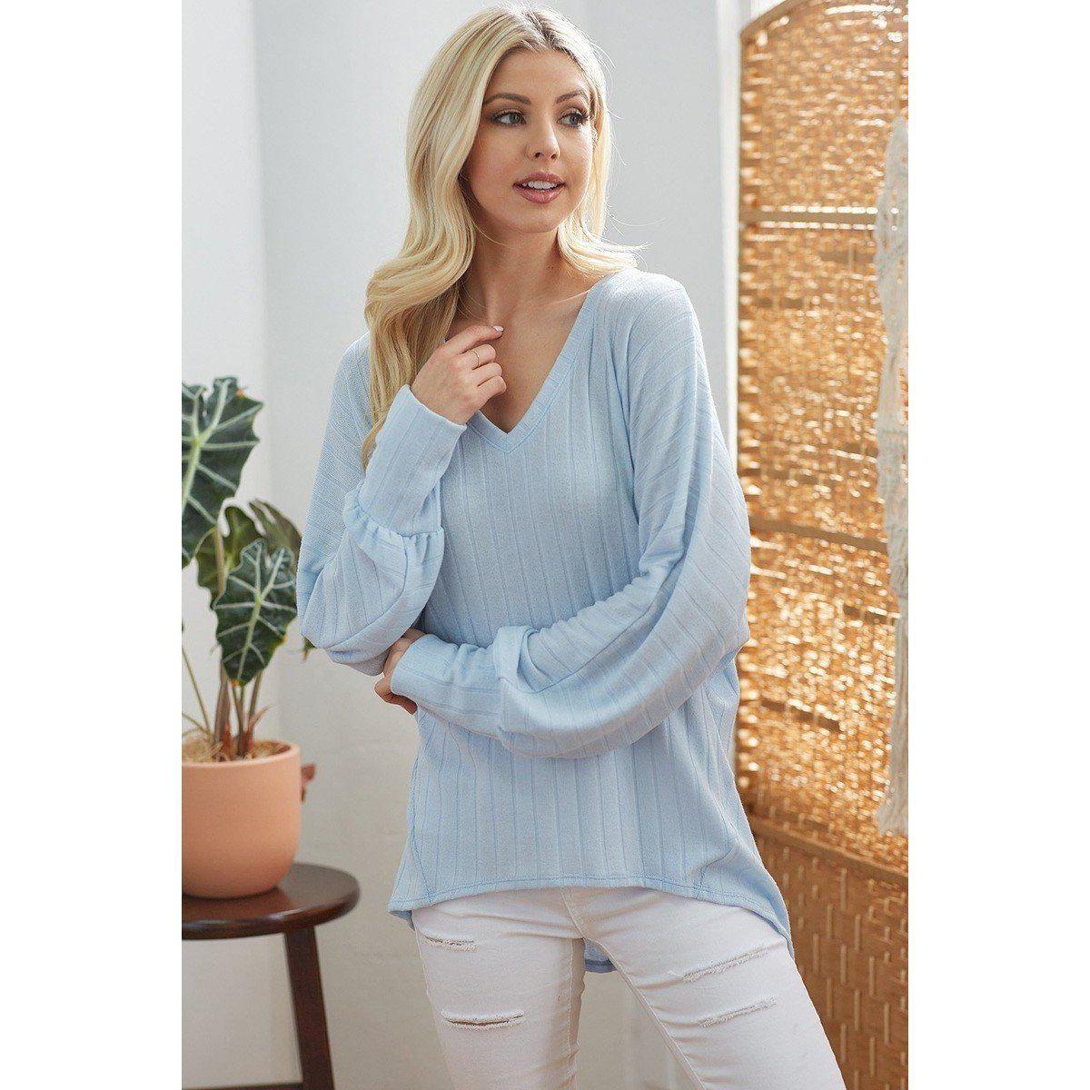 Ribbed V Neck Longsleeve Top