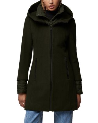 Rooney Hooded Mixed Media Coat