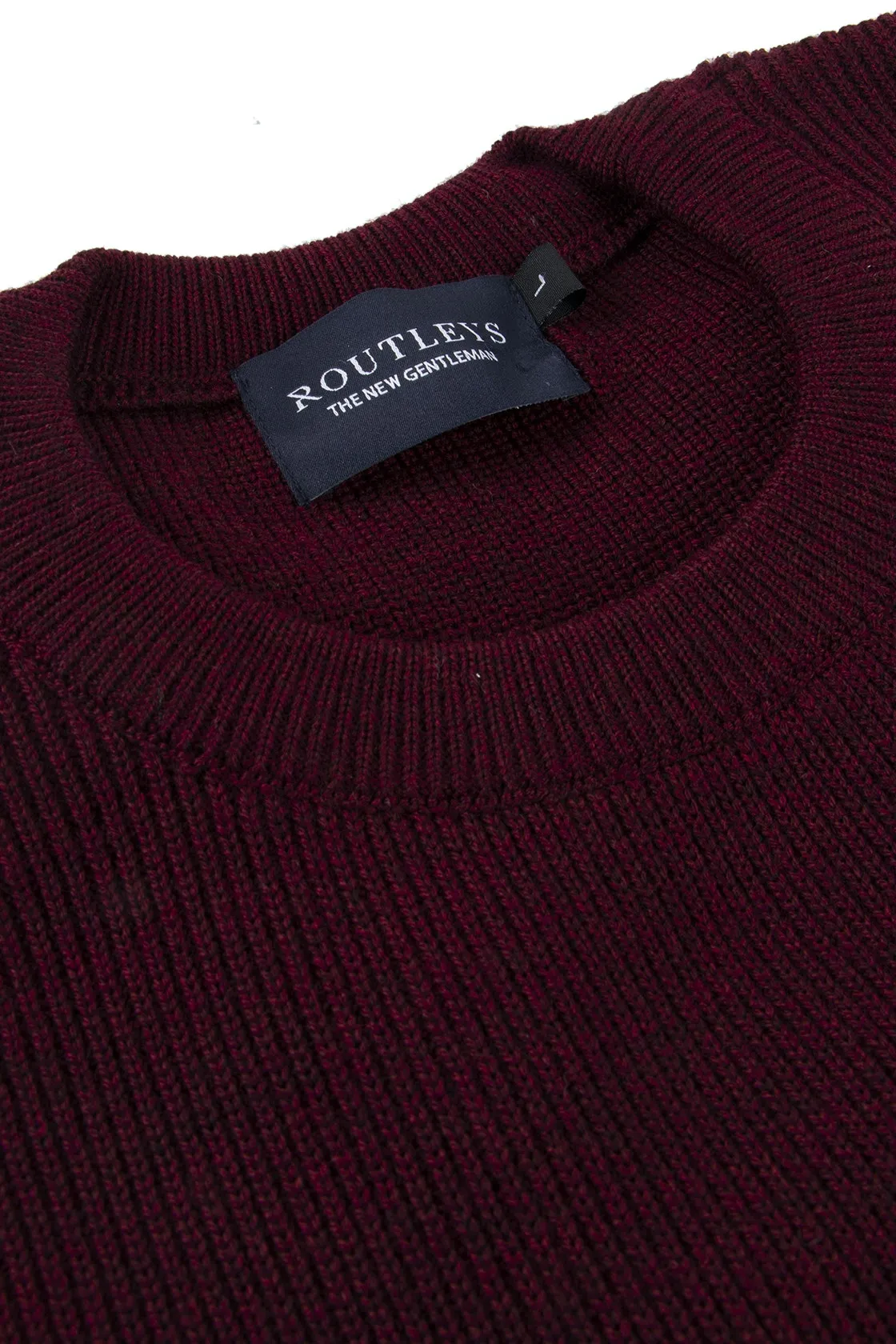 Routleys Fishermans Rib Crew Sweater Berry