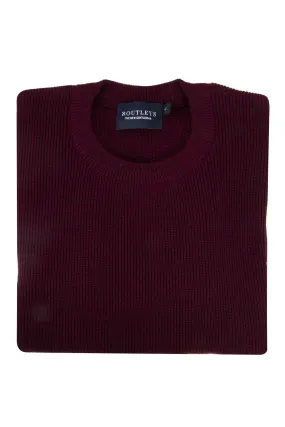 Routleys Fishermans Rib Crew Sweater Berry