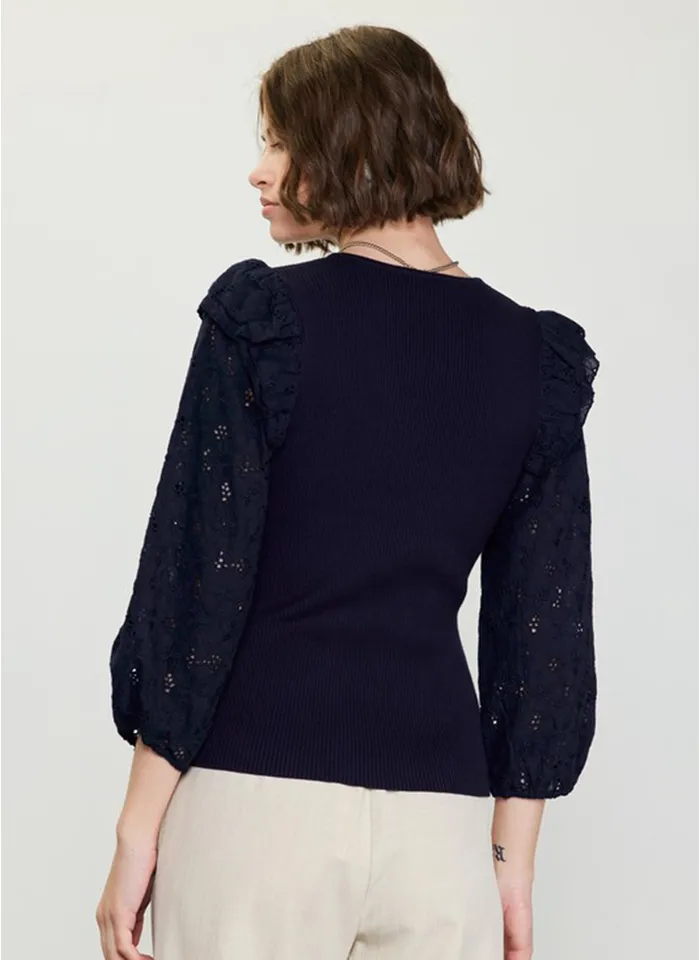 Samantha Eyelet Sleeve Sweater