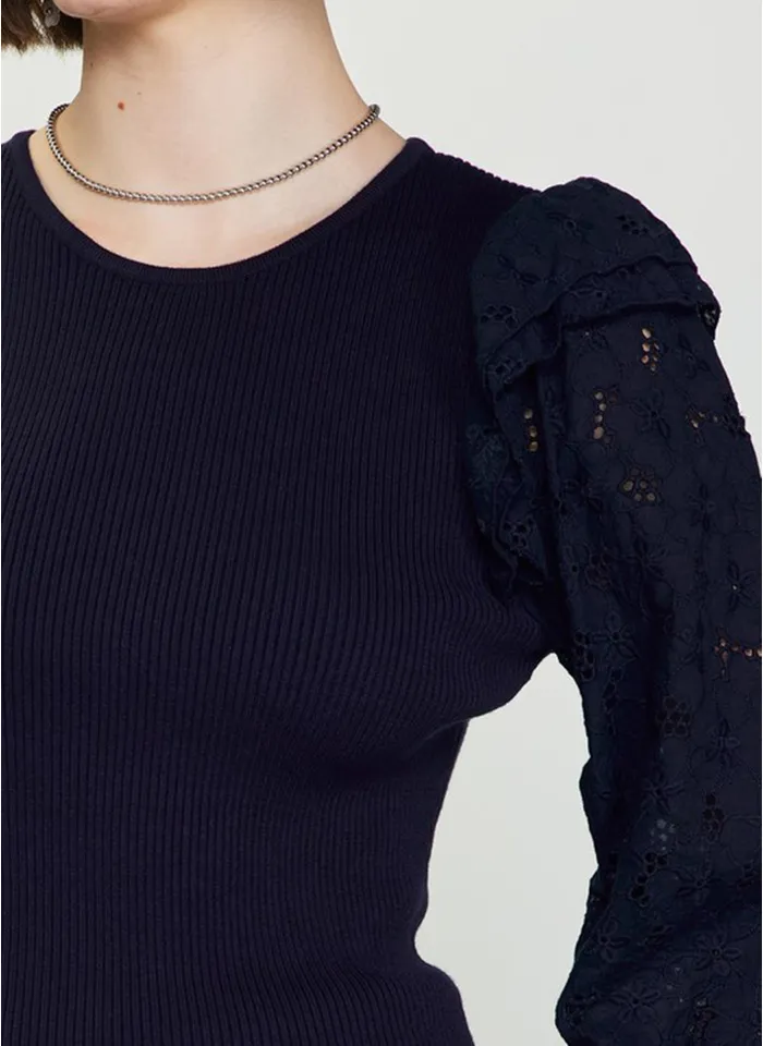 Samantha Eyelet Sleeve Sweater