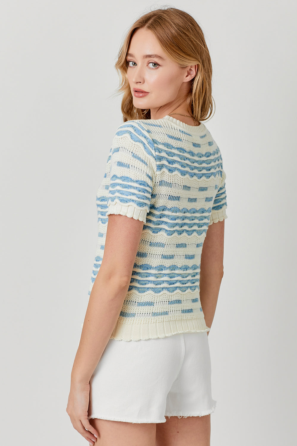 Scallop Pullover Sweater Top