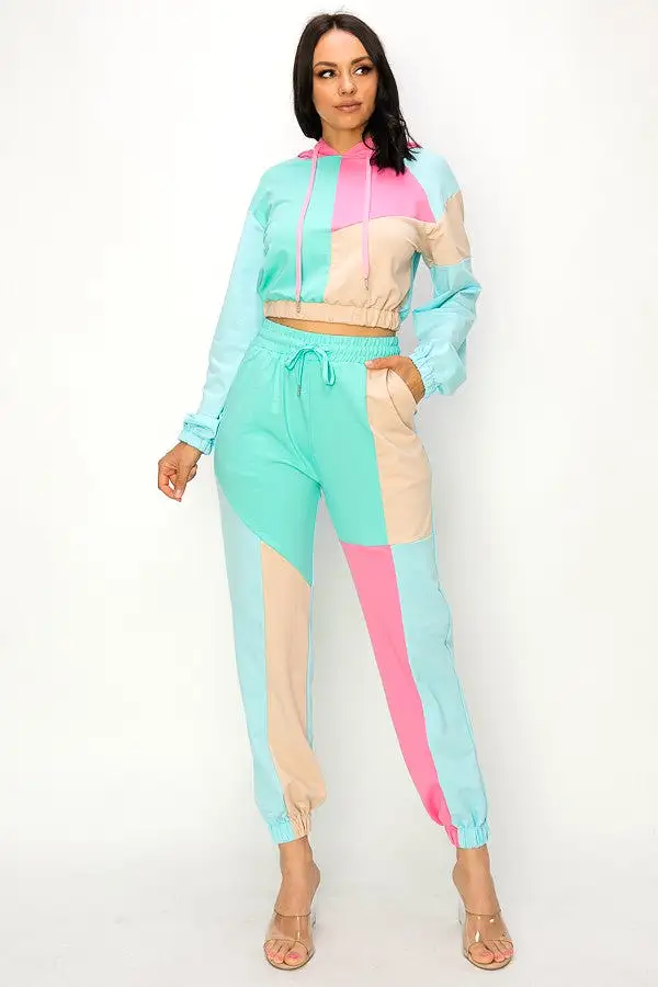 Set color block pants