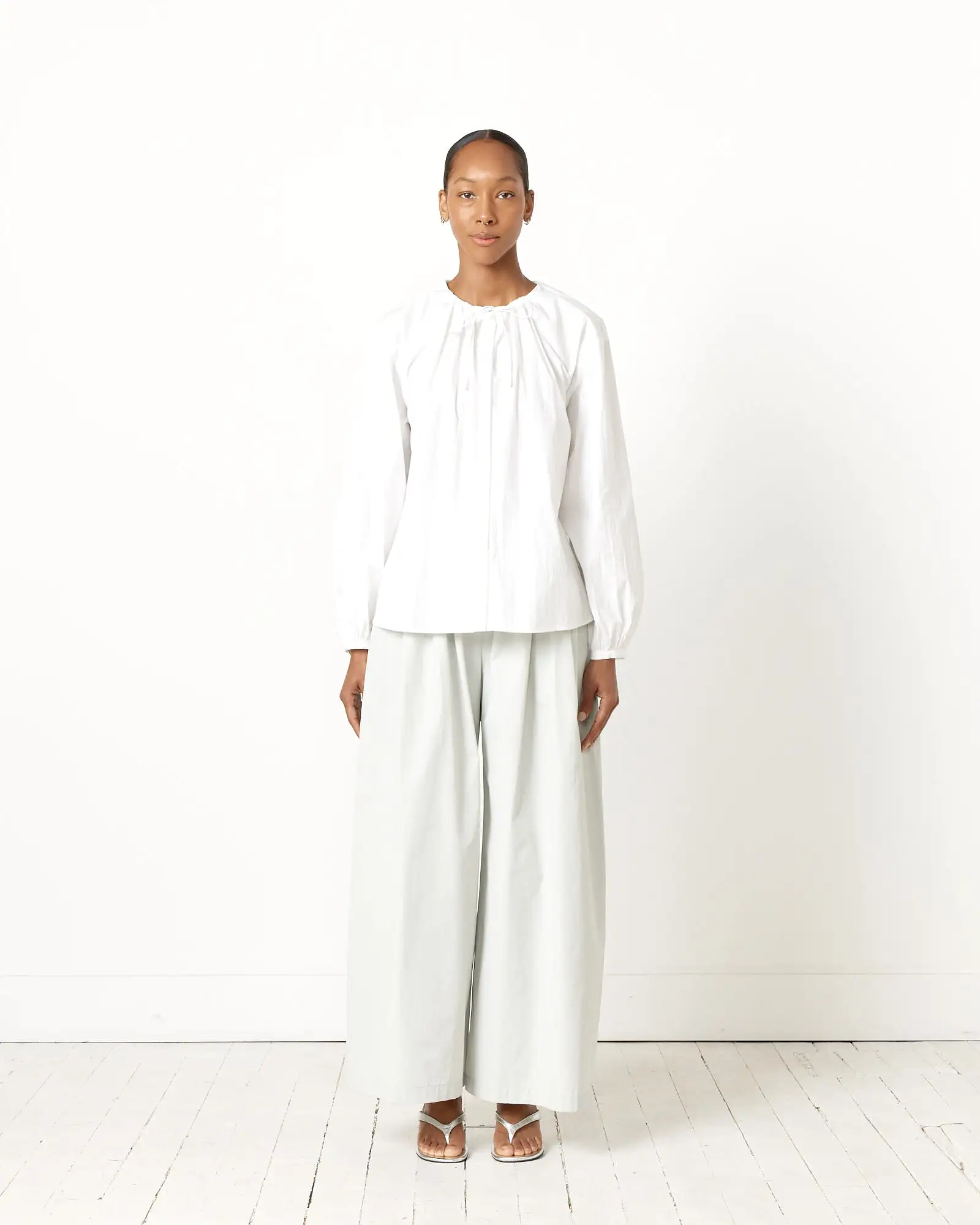 Shirring Banding Pant in Light Grey