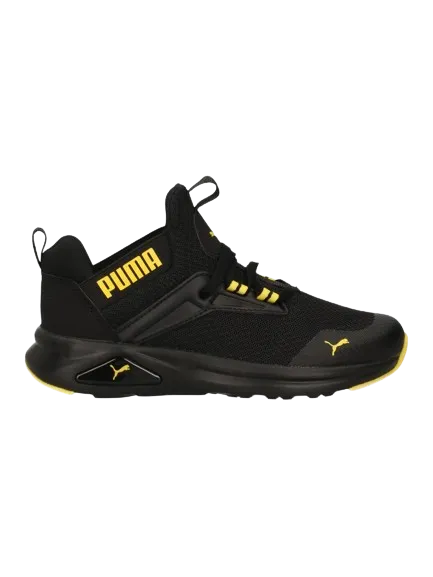 Sneaker Puma ENZO 2 REFRESH AC da bambino nera e gialla.