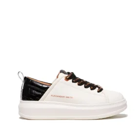 Sneakers in simil pelle bianca stampa coccodrillo