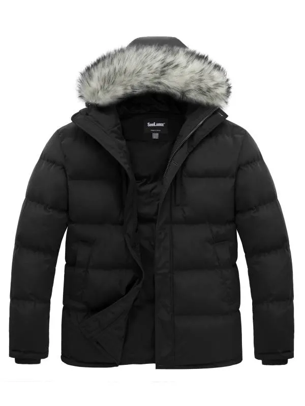 Soularge Men's Big and Tall Winter Jacket Fleece Outerwear Coat