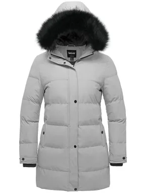 Soularge Women's Plus Size Long Quilted Winter Puffer Coat