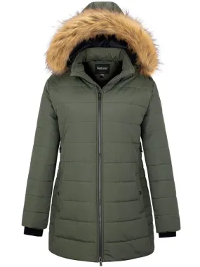 Soularge Women's Plus Size Winter Thickened Mid Length Puffer Coat