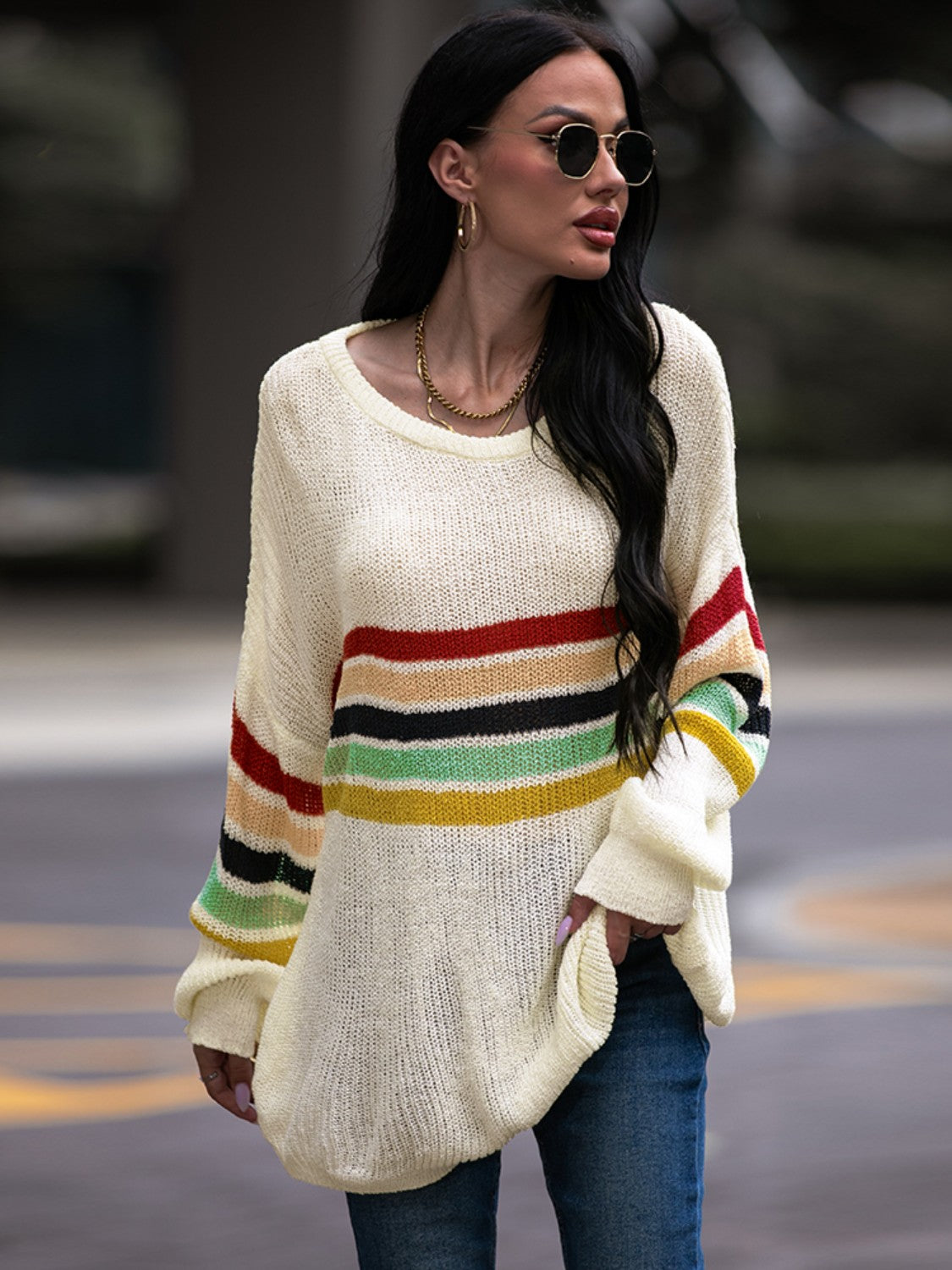 Striped Round Neck Sweater