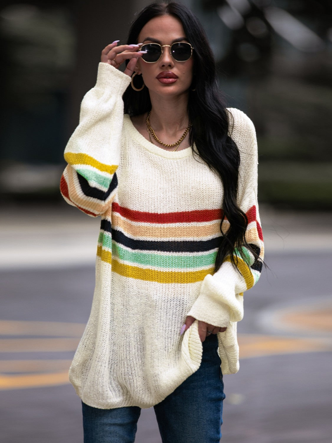 Striped Round Neck Sweater