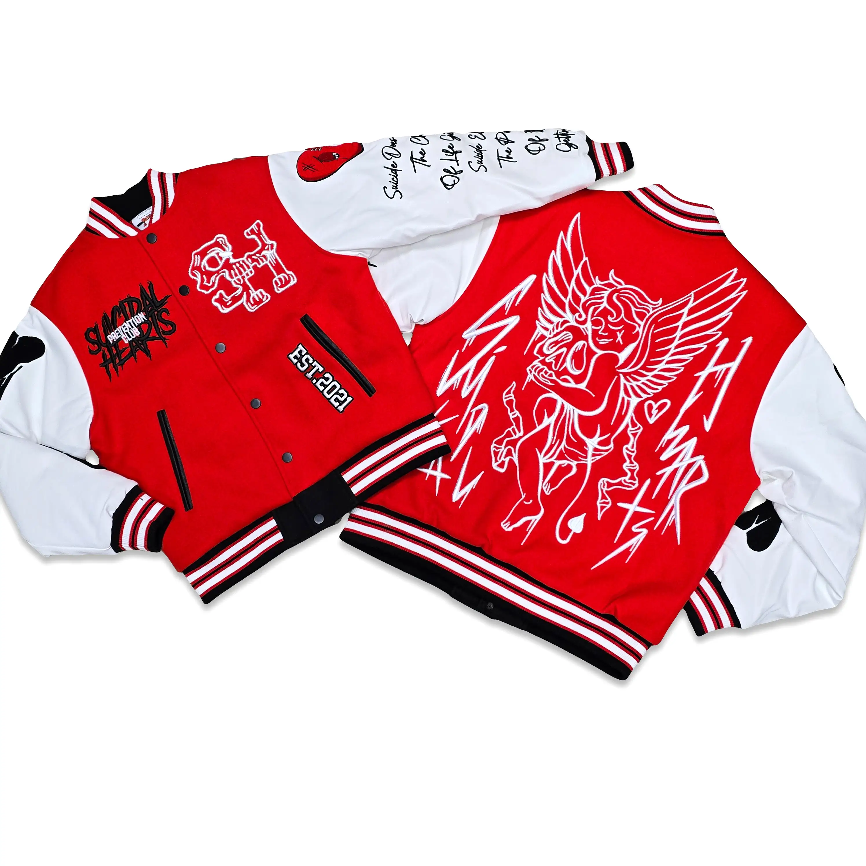 SUICIDAL HEARTS SH VARSITY JACKET (RED)