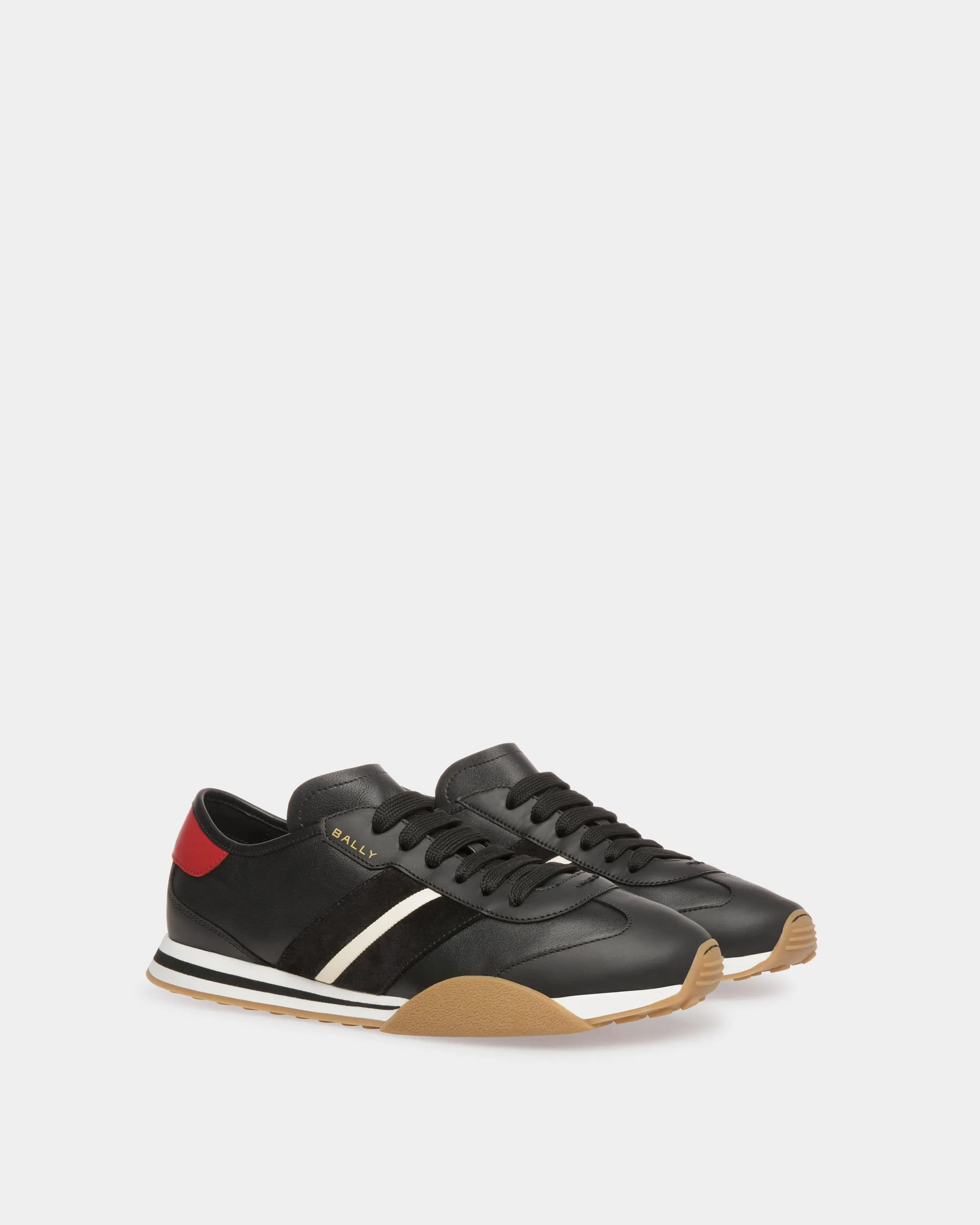 Sussex Sneakers In Black, Bone And Deep Ruby Leather