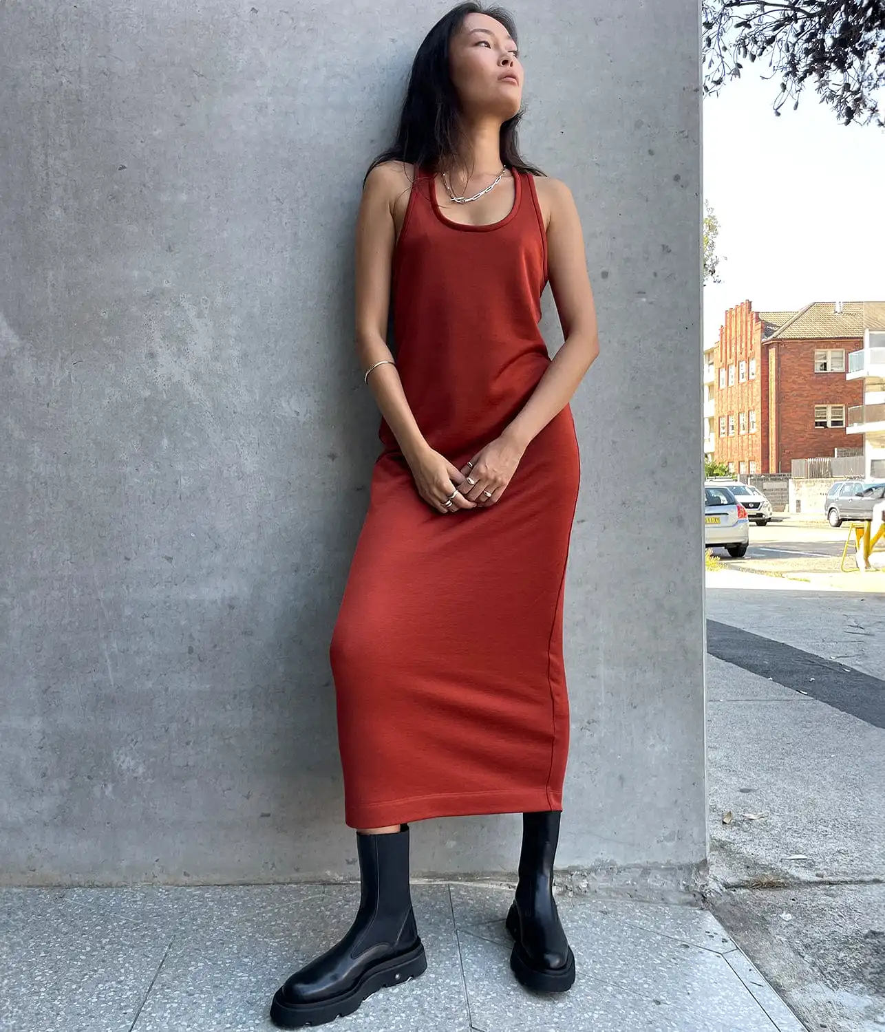 THE ILKA DRESS- RUST