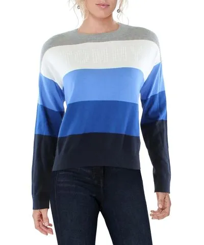 Tommy Hilfiger Womens Colorblock Crewneck Pullover Sweater