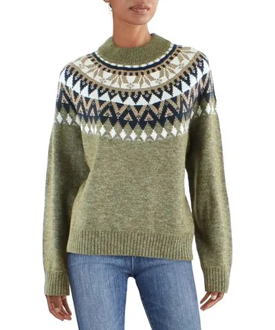 Tommy Hilfiger Womens Metallic Ribbed Trim Pullover Sweater