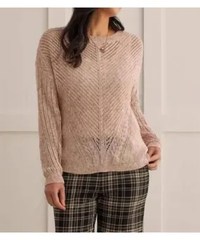 Tribal Combo-Knit Scoop Neck Sweater In Oatmeal