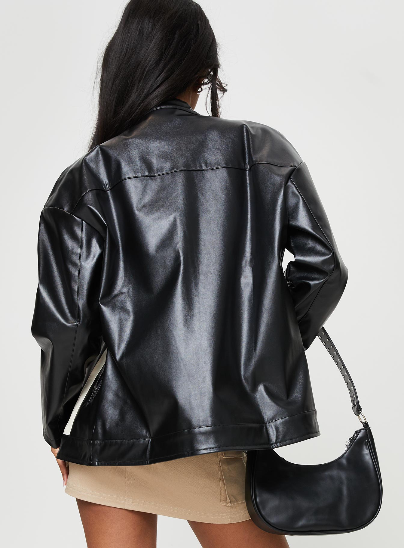 Triple Threat Faux Leather Jacket Black