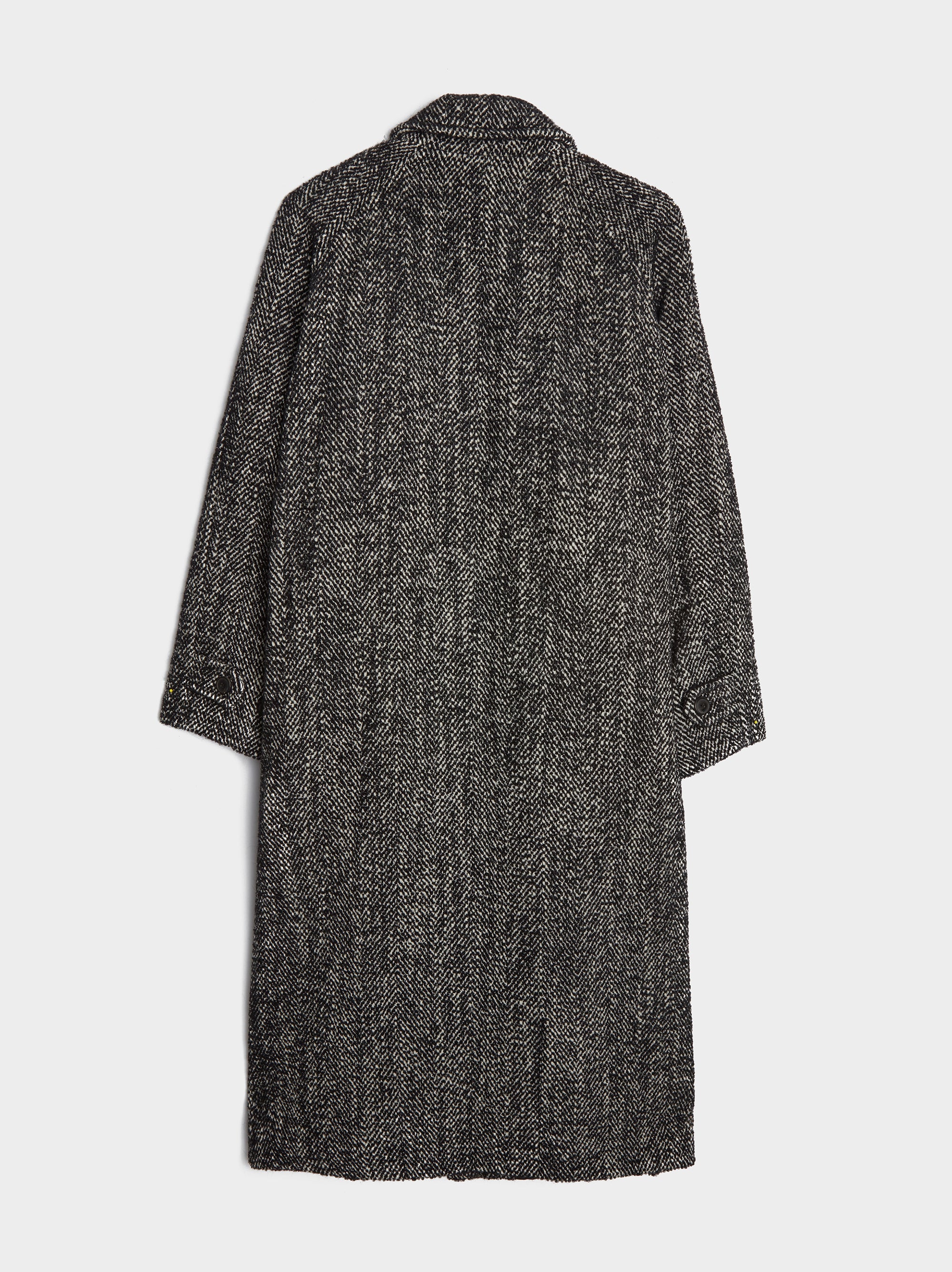 Tweed Alpaca Wool Coat, Black