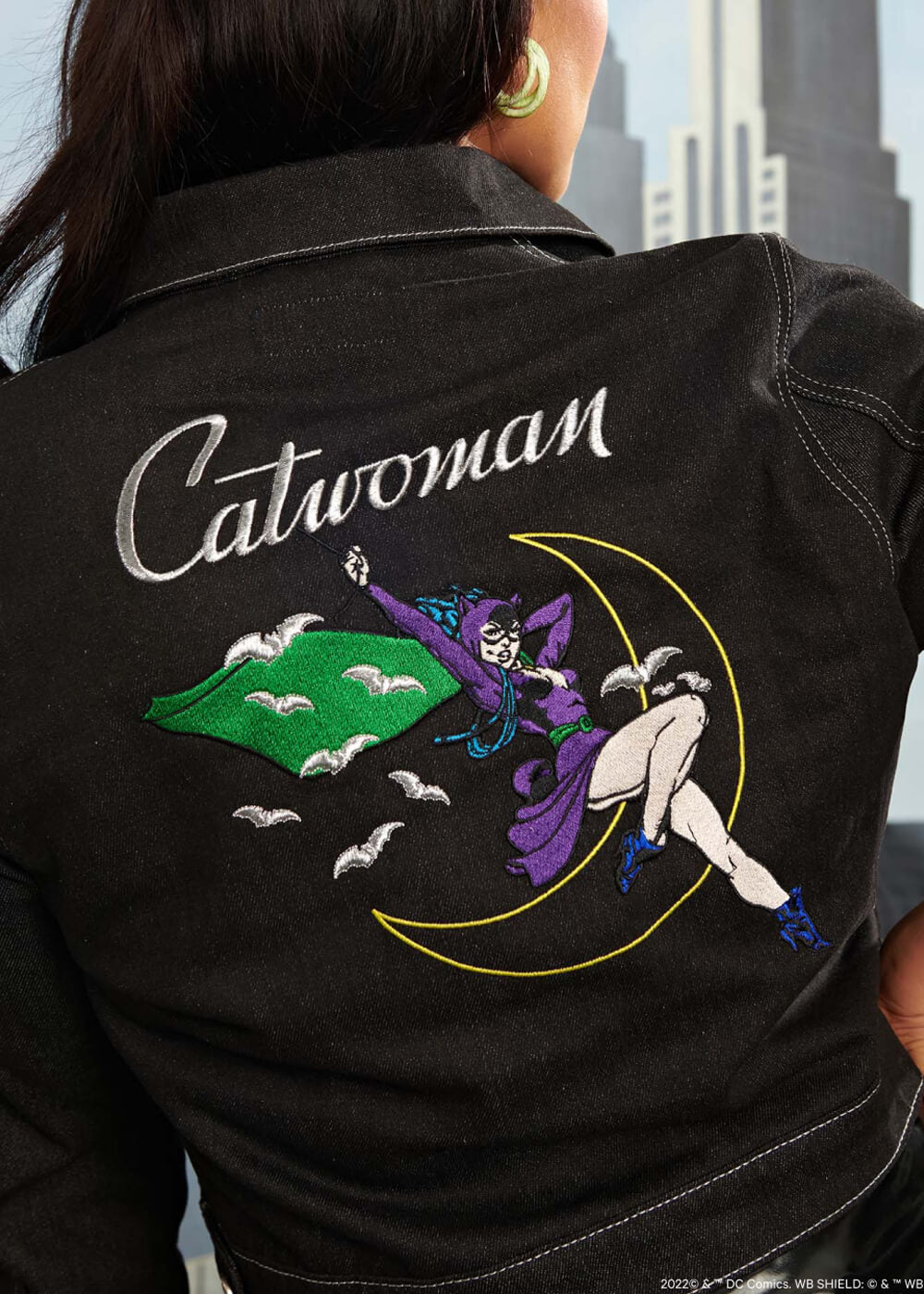 Unique Vintage x DC Comics Catwoman Jean Jacket Jacket Black