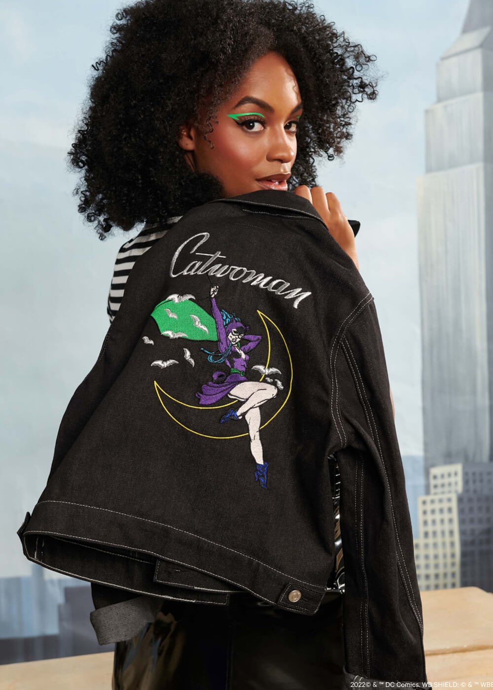 Unique Vintage x DC Comics Catwoman Jean Jacket Jacket Black