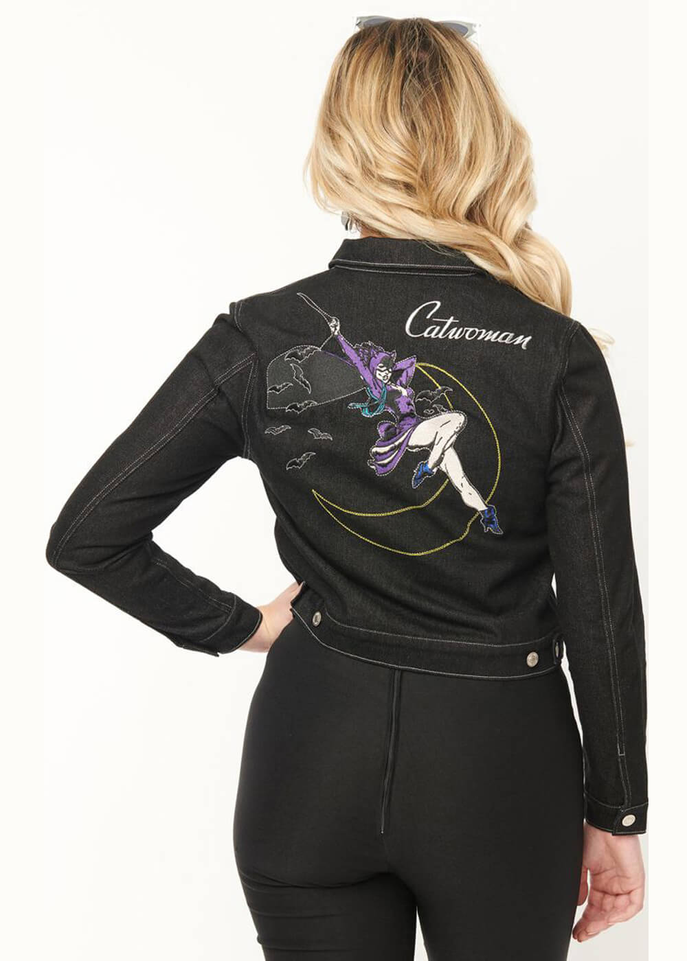 Unique Vintage x DC Comics Catwoman Jean Jacket Jacket Black