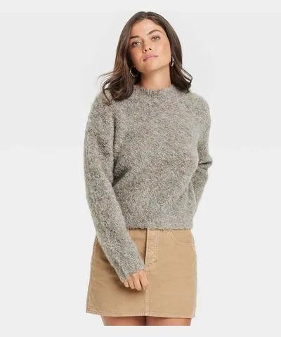 Universal Thread Women's Boucle Crewneck Pullover Sweater