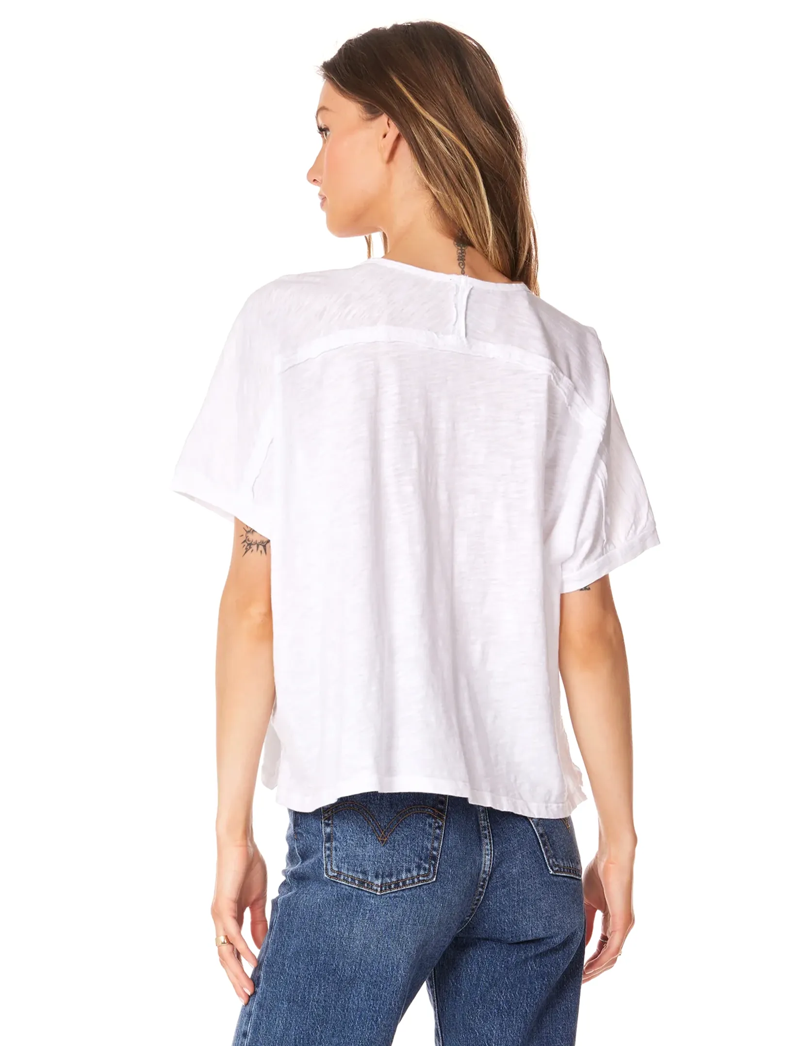 V-Neck Boxy Dolman, White