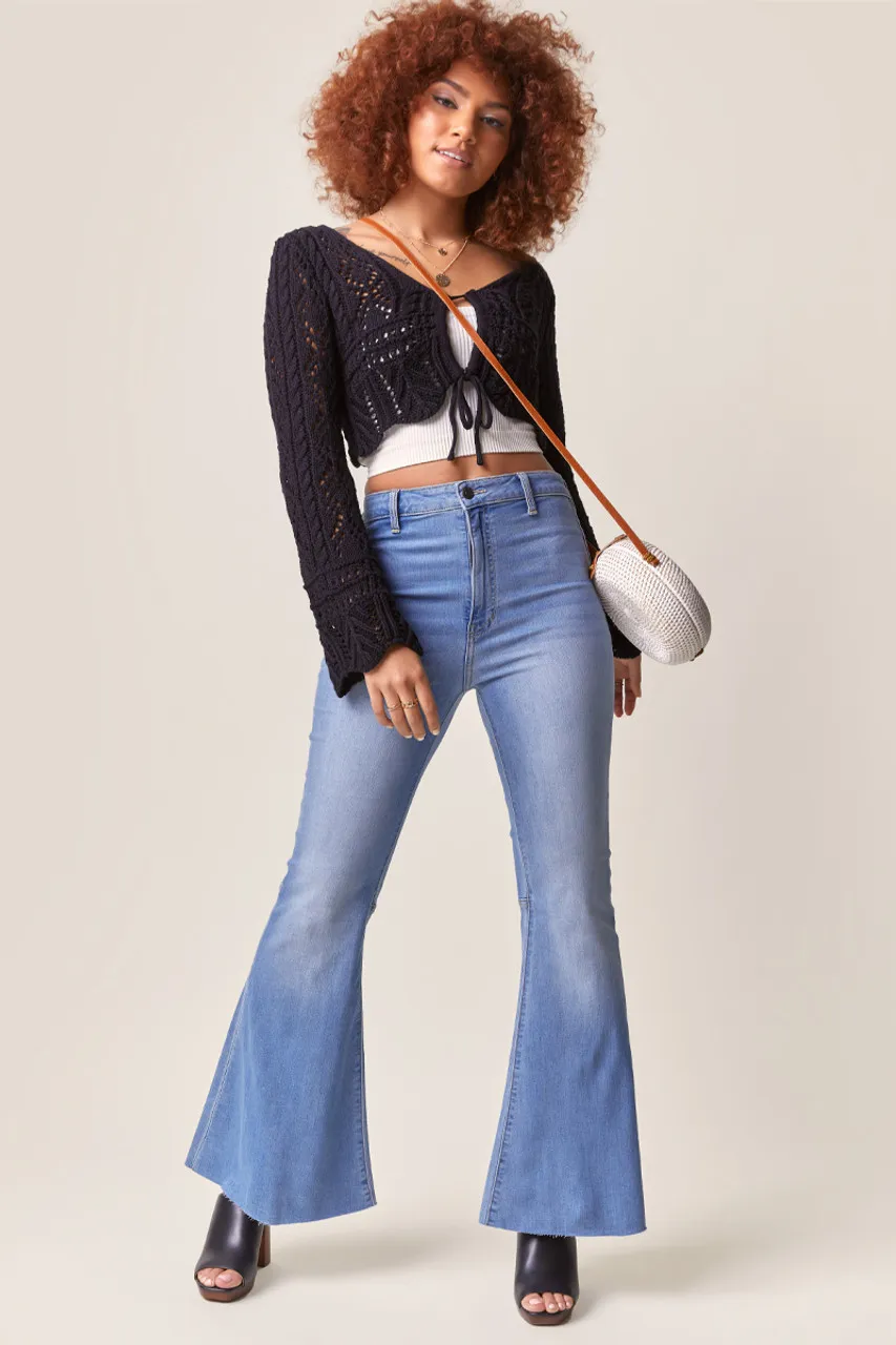 Vickie Crochet Cropped Pullover Sweater