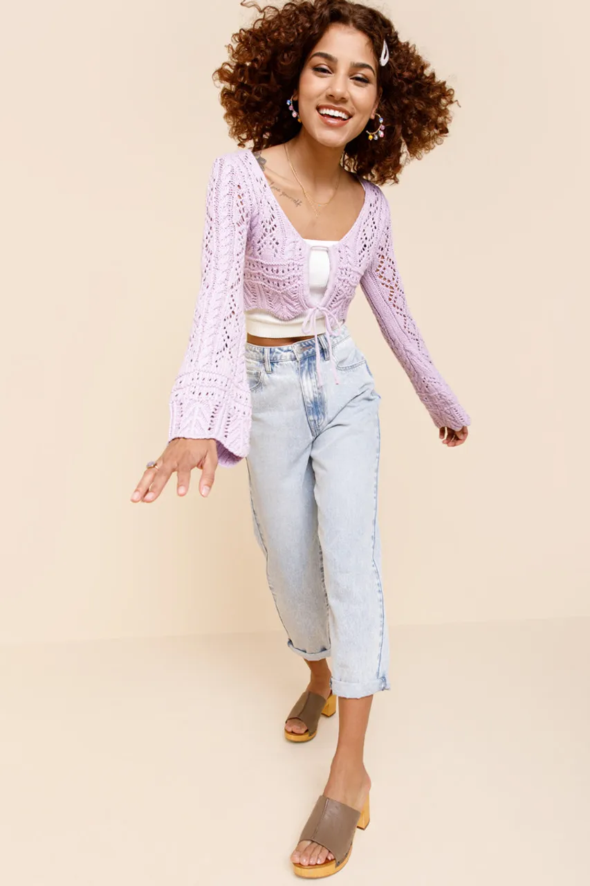 Vickie Crochet Cropped Pullover Sweater