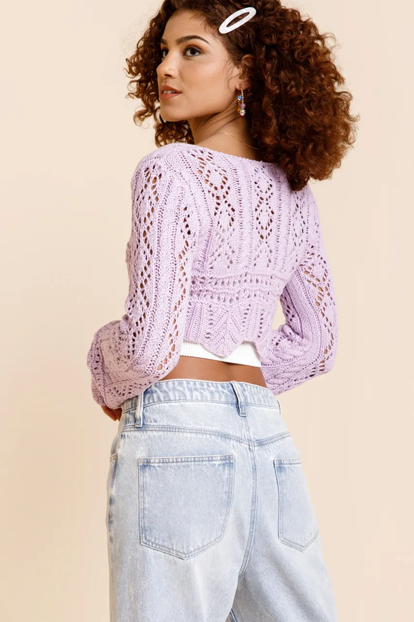 Vickie Crochet Cropped Pullover Sweater