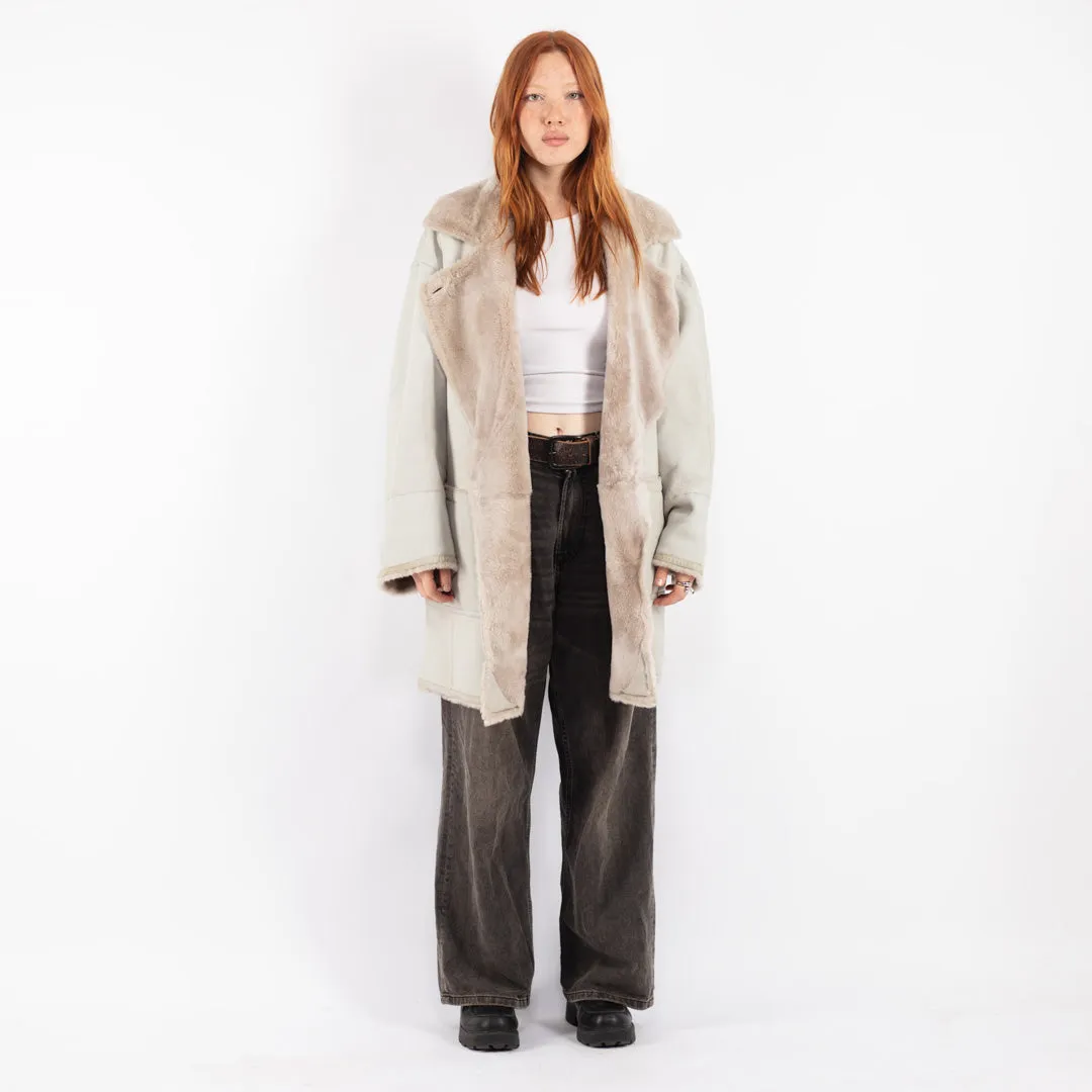 Vintage 80's Women Sheepskin Coat in Beige