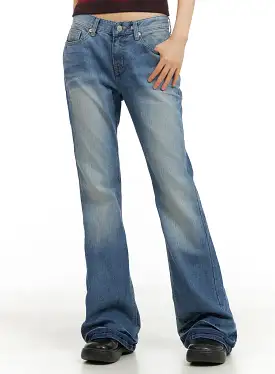 Washed Low Waist Bootcut Jeans CA412