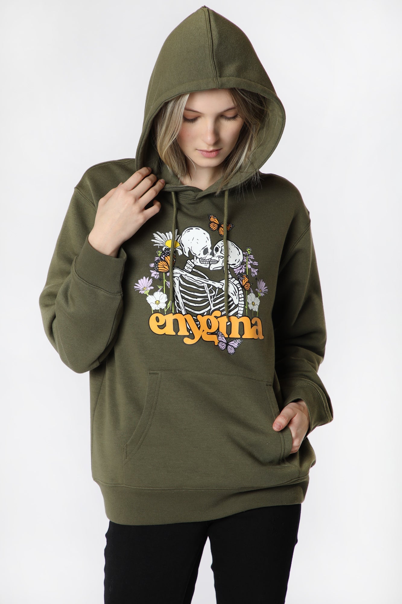 Womens Enygma Skeleton Kiss Hoodie