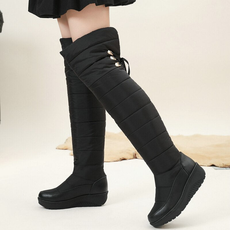 Women's Winter Soft Thick Sole Over The Knee Platform Snow Boots