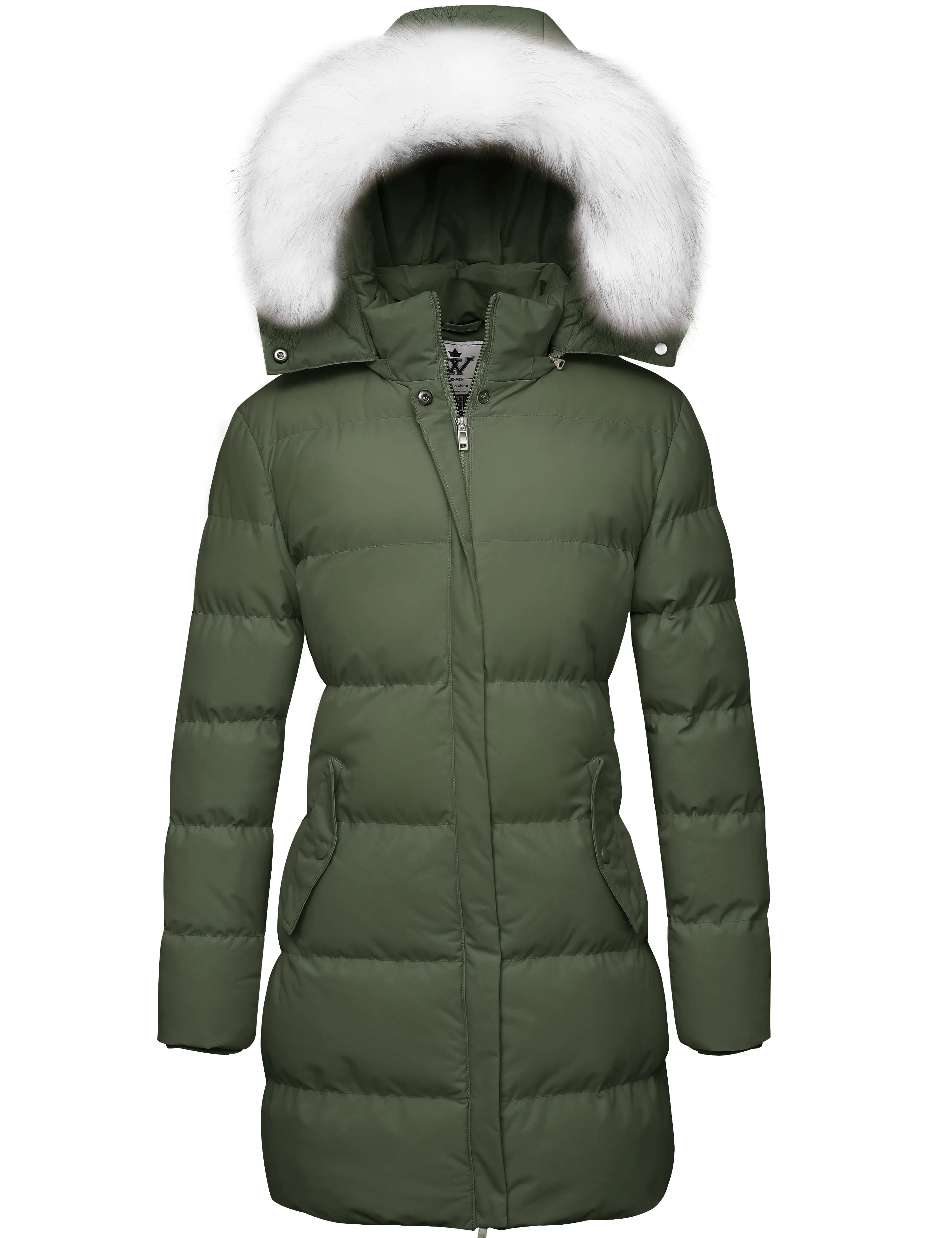 Women's Winter Thicken Puffer Coat Warm Jacket with Faux Fur Hood