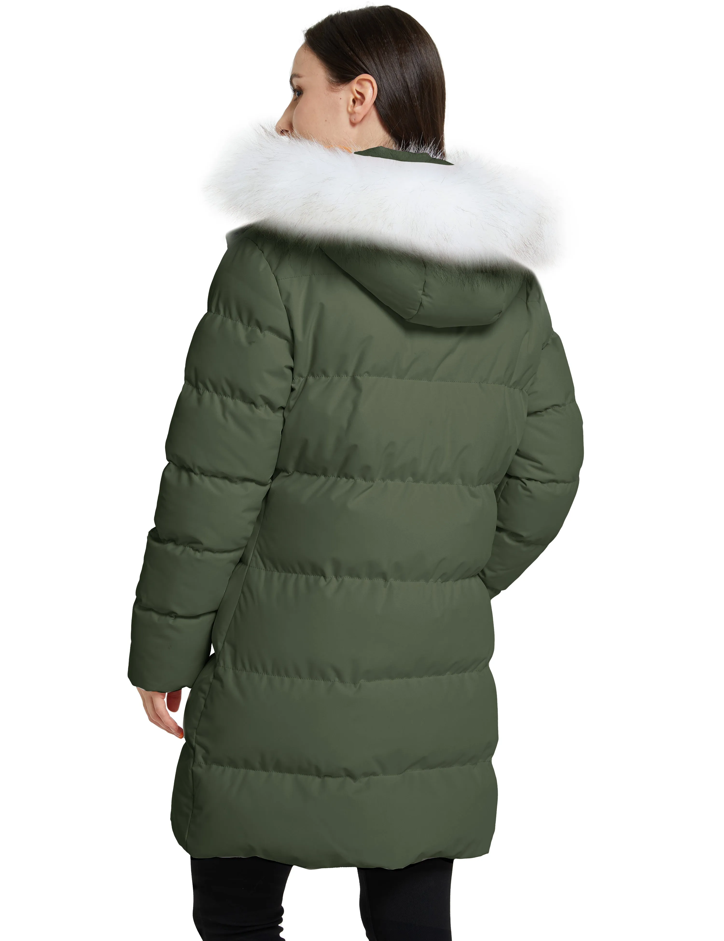 Women's Winter Thicken Puffer Coat Warm Jacket with Faux Fur Hood